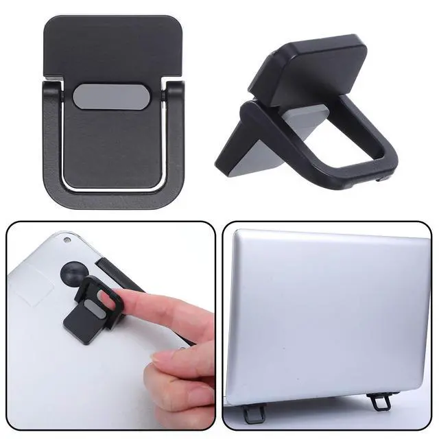 Alt view image 6 of 7 - 4PCS Portable Keyboard Riser, Invisible Mini Computer Foldable Feet, Self Adhesive Laptop Stand with Anti Slip Silicone for Desk Computer Keyboard Mini Foldable Stand Laptop Holder (Black)