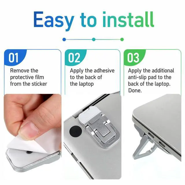 Alt view image 4 of 6 - 2 Pcs Foldable Laptop Stand Zinc Alloy Portable Keyboard Riser