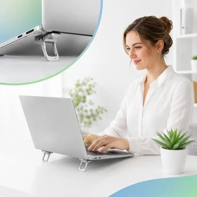 Alt view image 5 of 6 - 2 Pcs Foldable Laptop Stand Zinc Alloy Portable Keyboard Riser