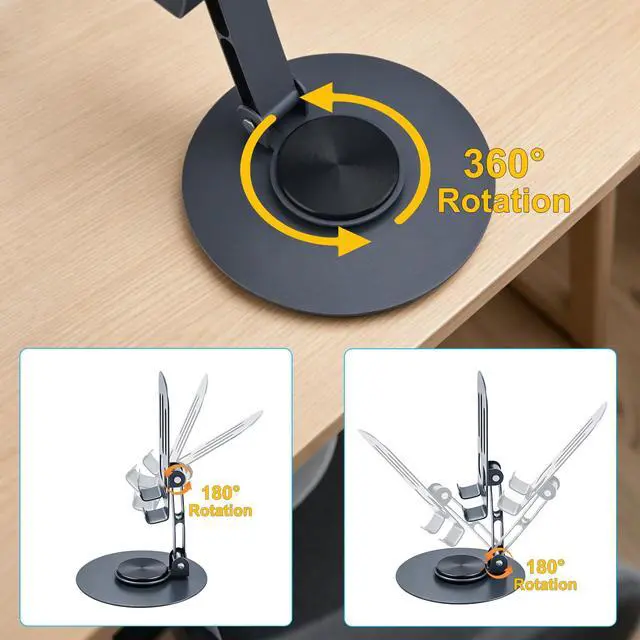 Alt view image 3 of 7 - Universal Metal Cell Phone Stand, Multi-Angel Adjustable 360 Rotation Non-Slip Phone Stand Compatible with All Smartphones