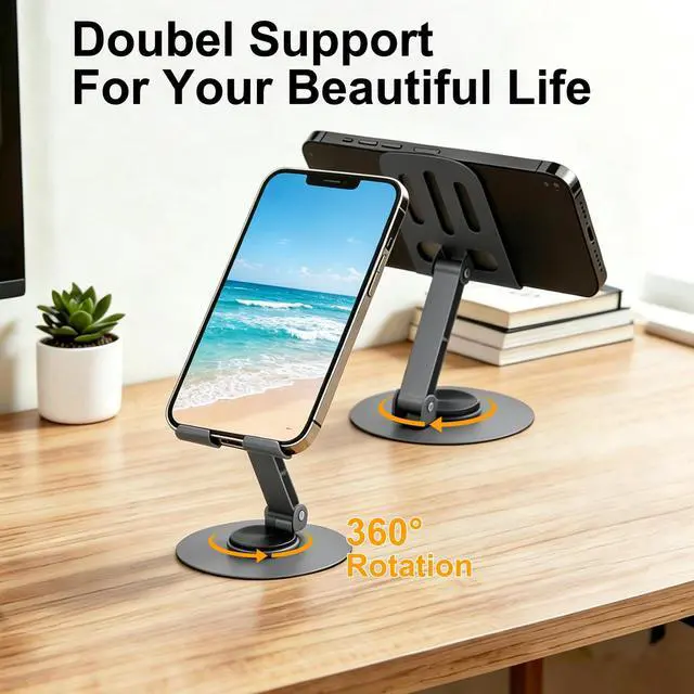 Alt view image 5 of 7 - Universal Metal Cell Phone Stand, Multi-Angel Adjustable 360 Rotation Non-Slip Phone Stand Compatible with All Smartphones