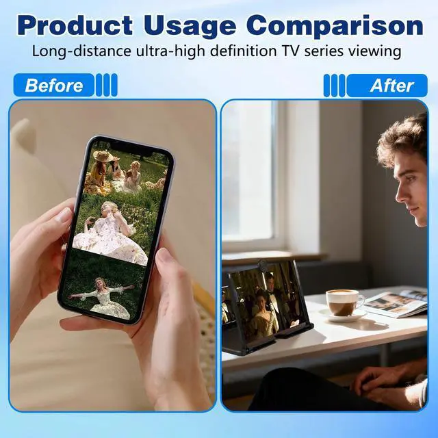 Alt view image 4 of 7 - Smartphone Screen Magnifier, 3D HD Mobile Phone Magnifier Projector Screen Enlarger for Movies, Videos, and Gaming, Foldable Cell Phone Stand with Screen Amplifier, Supports All Smartphones (10Inch)