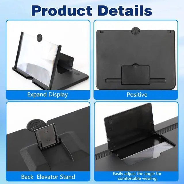 Alt view image 6 of 7 - Smartphone Screen Magnifier, 3D HD Mobile Phone Magnifier Projector Screen Enlarger for Movies, Videos, and Gaming, Foldable Cell Phone Stand with Screen Amplifier, Supports All Smartphones (10Inch)