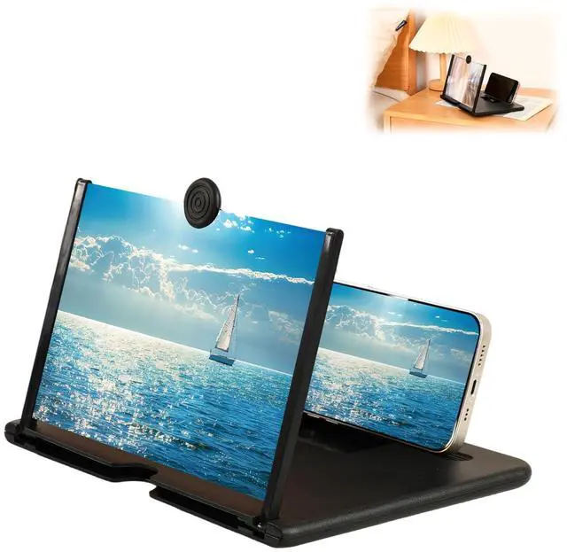 Main image of Smartphone Screen Magnifier, 3D HD Mobile Phone Magnifier Projector Screen Enlarger for Movies, Videos, and Gaming, Foldable Cell Phone Stand with Screen Amplifier, Supports All Smartphones (10Inch)