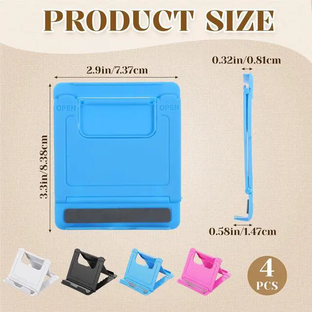 Alt view image 2 of 7 - 4 Pack Cell Phone Stand for Desk Portable Foldable Phone Holder Universal Adjustable Phones Stand Compatible with Most Mobile Phones Tablet