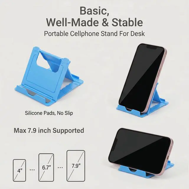 Alt view image 4 of 7 - 4 Pack Cell Phone Stand for Desk Portable Foldable Phone Holder Universal Adjustable Phones Stand Compatible with Most Mobile Phones Tablet