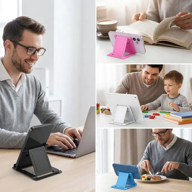 Alt view image 6 of 7 - 4 Pack Cell Phone Stand for Desk Portable Foldable Phone Holder Universal Adjustable Phones Stand Compatible with Most Mobile Phones Tablet