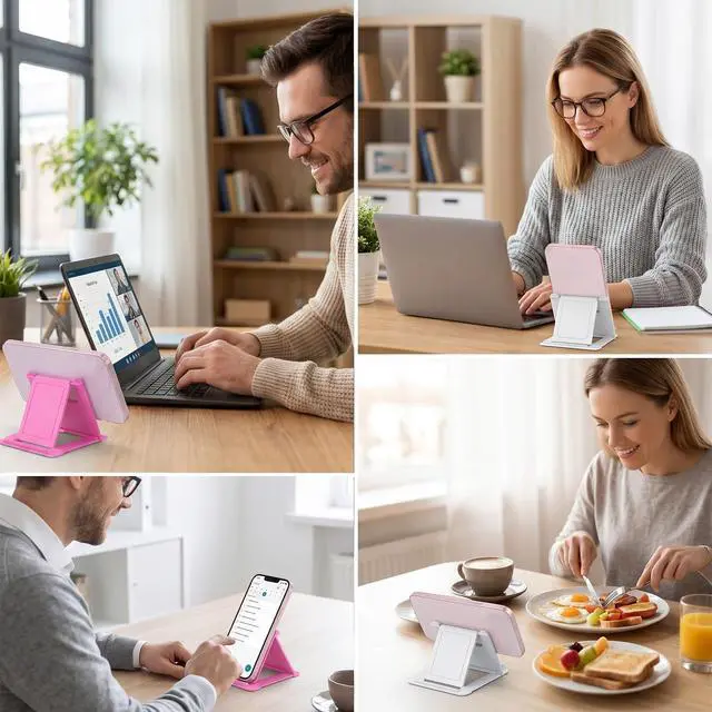 Alt view image 7 of 7 - 4 Pack Cell Phone Stand for Desk Portable Foldable Phone Holder Universal Adjustable Phones Stand Compatible with Most Mobile Phones Tablet