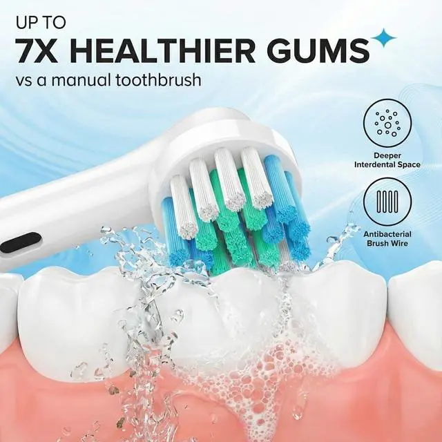 Alt view image 4 of 6 - 8 Pack Replacement Toothbrush Heads Compatible with Oral-B Electric Toothbrush, Refills Fit Pro 1000/1500/3000/5000/7500/8000, Vitality, Genius & Smart Series, Dupont Bristles