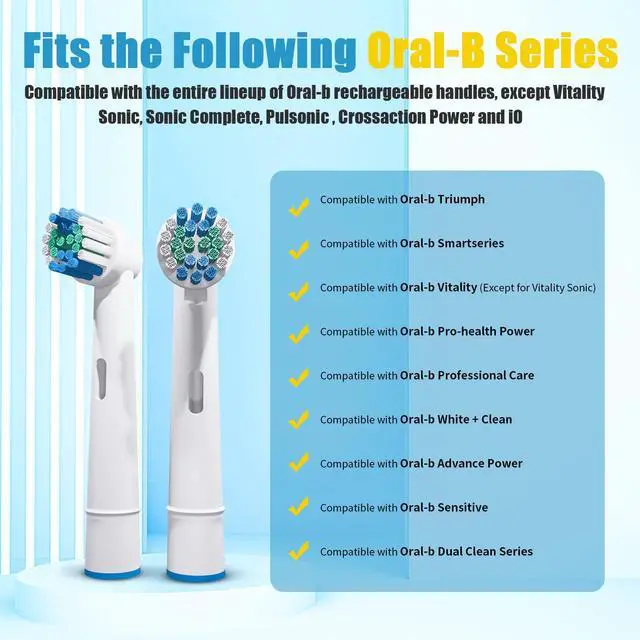 Alt view image 2 of 6 - 8 Pcs Replacement Toothbrush Heads Compatible with Oral B Braun, Professional Electric Toothbrush Brush Heads Refills for Oral-B Pro 500/750/1000/1500/3000/3757/5000/7000/7500/8000