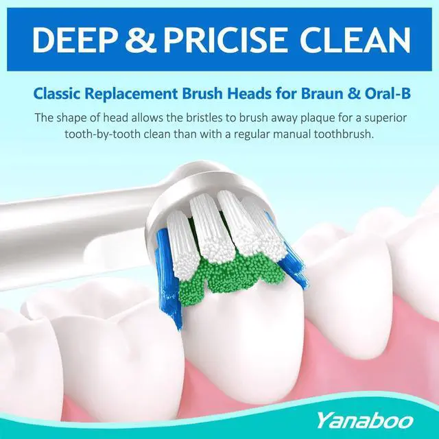 Alt view image 2 of 7 - 8 Pack Replacement Toothbrush Heads Compatible Brush Heads for Most Braun Oral-B Vitality Professional Care Pro Smart Genius Electric Toothbrushes