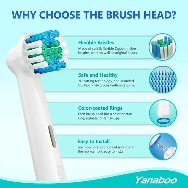 Alt view image 4 of 7 - 8 Pack Replacement Toothbrush Heads Compatible Brush Heads for Most Braun Oral-B Vitality Professional Care Pro Smart Genius Electric Toothbrushes