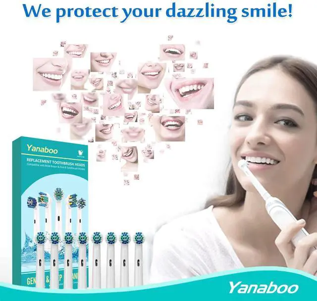Alt view image 7 of 7 - 8 Pack Replacement Toothbrush Heads Compatible Brush Heads for Most Braun Oral-B Vitality Professional Care Pro Smart Genius Electric Toothbrushes