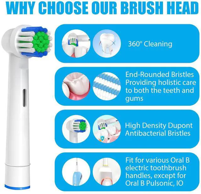 Alt view image 3 of 7 - Replacement Toothbrush Heads Compatible with Oral-B Braun, 4 Pcs Professional Electric Toothbrush Heads Brush Heads for Oral B Replacement Heads Refill Pro 500/1000/1500/3000/3757/5000/7000/7500/8000