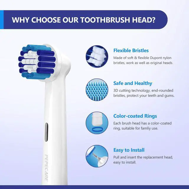 Alt view image 4 of 7 - 8 Pack Replacement Brush Heads Compatible Toothbrush Heads for Braun Oral-B Professional Care 500 600 1000 2000 2500 3000 5000 7000 and More Vitality Pro Smart Genius Electric Toothbrushes