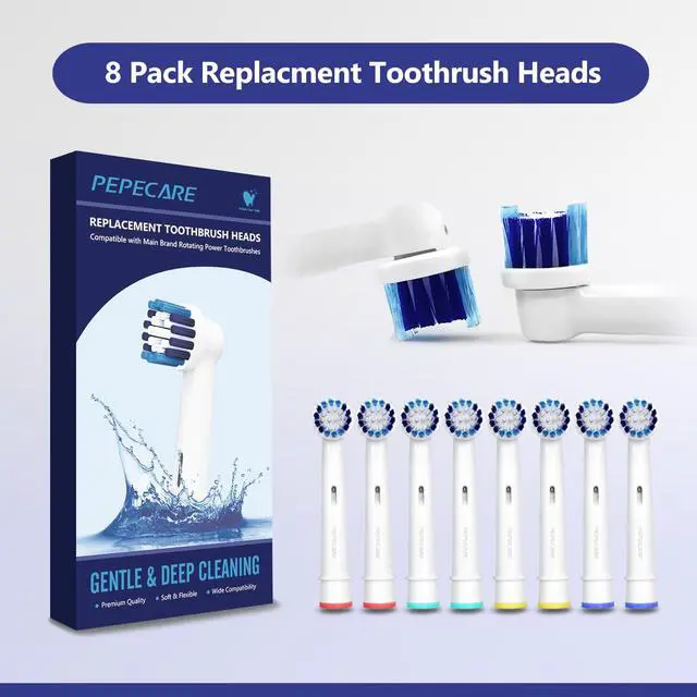 Alt view image 6 of 7 - 8 Pack Replacement Brush Heads Compatible Toothbrush Heads for Braun Oral-B Professional Care 500 600 1000 2000 2500 3000 5000 7000 and More Vitality Pro Smart Genius Electric Toothbrushes