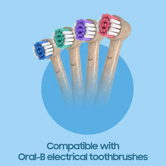 Alt view image 2 of 5 - Biodegradable Replacement Toothbrush Heads Compatible Compatible with Oral-b Braun - 4pcs Eco Friendly Soft Electric Brush Heads for Sensitive Teeth Removing Plaque and Eliminating Bad Breath