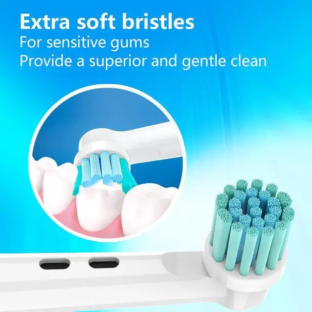 Alt view image 2 of 6 - Extra Soft Brush Head Compatible with Oral B Electric Handle,4pcs