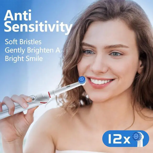 Alt view image 7 of 7 - Soft Bristle Sensitive Replacement Brush Heads for Braun Electric Toothbrush - Gentle and Comfortable Brushing for Sensitive Gums - Pack of 12