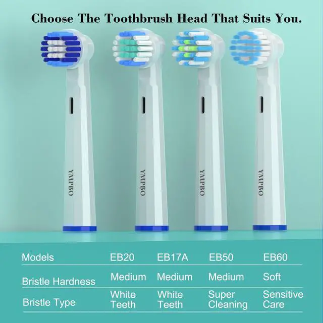 Alt view image 6 of 6 - Replacement Heads Compatible with Oral B Braun Electric Toothbrush, EB50