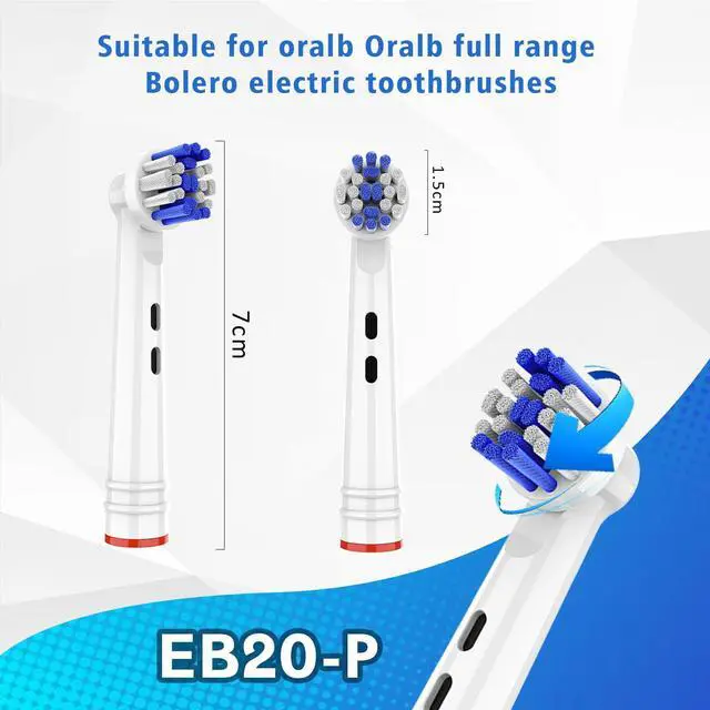 Alt view image 2 of 7 - Toothbrush Heads for Oral B, 4 Pack Professional Electric Toothbrush Replacement Heads Compatible with Oral B Braun, Medium Soft Dupont Bristles Replacement Toothbrush Heads