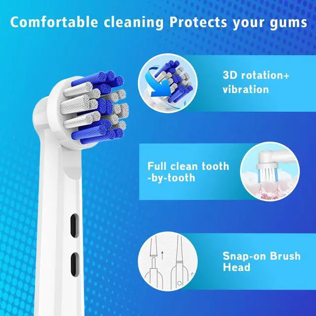 Alt view image 3 of 7 - Toothbrush Heads for Oral B, 4 Pack Professional Electric Toothbrush Replacement Heads Compatible with Oral B Braun, Medium Soft Dupont Bristles Replacement Toothbrush Heads