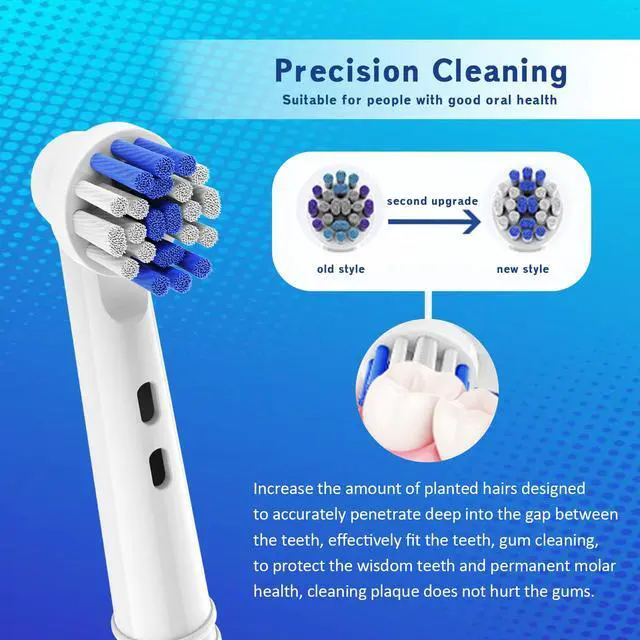 Alt view image 6 of 7 - Toothbrush Heads for Oral B, 4 Pack Professional Electric Toothbrush Replacement Heads Compatible with Oral B Braun, Medium Soft Dupont Bristles Replacement Toothbrush Heads