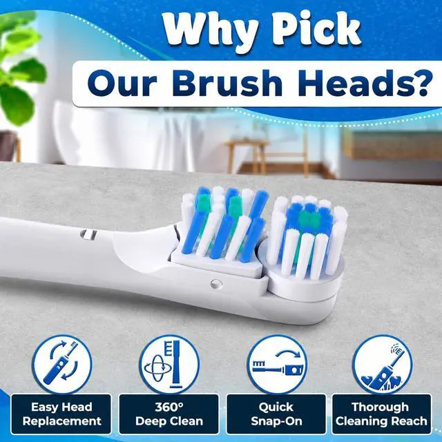 Alt view image 5 of 6 - 4 Pcs Toothbrush Dual Clean Replacements Attachments Brush Heads Refill Accessories Compatible with Oral-B Cross Action Power 4732 3733 4734 Rotating Power Toothbrush Heads & Crisscross Bristles