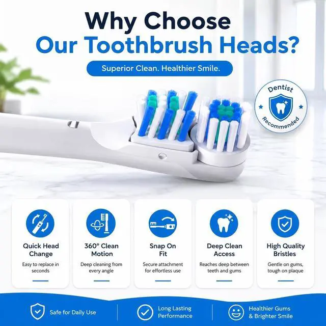 Alt view image 6 of 6 - 4 Pcs Toothbrush Dual Clean Replacements Attachments Brush Heads Refill Accessories Compatible with Oral-B Cross Action Power 4732 3733 4734 Rotating Power Toothbrush Heads & Crisscross Bristles