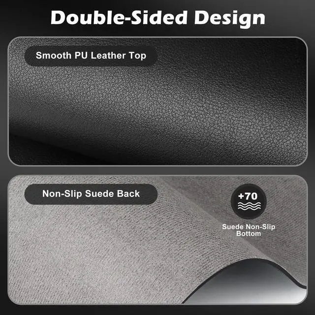 Alt view image 4 of 7 - PU Leather Desk Pad Protector, 23.6" x 13.7", Black