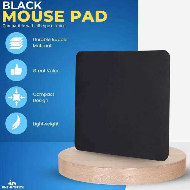 Alt view image 2 of 7 - Mouse Pad Non-Skid, 8.27" H x 8.27" W, Black