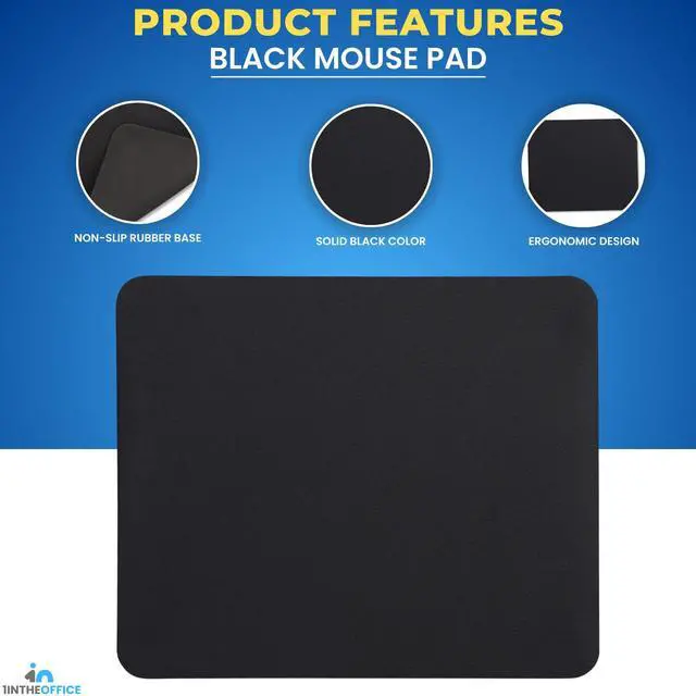 Alt view image 3 of 7 - Mouse Pad Non-Skid, 8.27" H x 8.27" W, Black