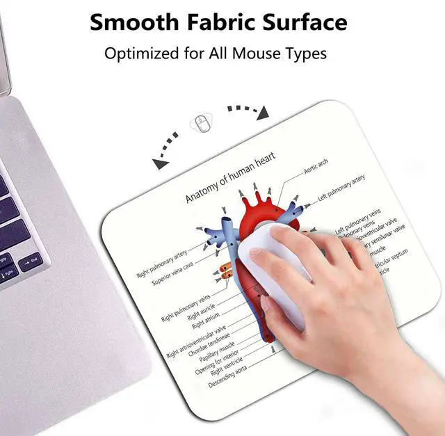 Alt view image 3 of 6 - Educational Mouse Pad, Structure of The Heart Human Body Anatomy Desk Mat
