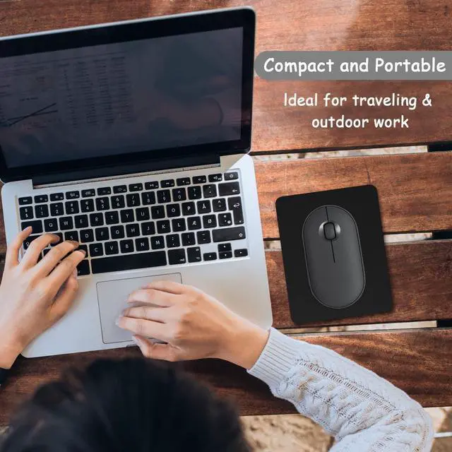 Alt view image 7 of 7 - Small Mouse Pad, 5 x 6 Inch Thick Rubber Premium-Textured Non-Slip Portable & Washable Mini Mouse Mat for Women Men Wireless Laptops Keyboard Tray Gaming Work Computer Travel, Jet Black