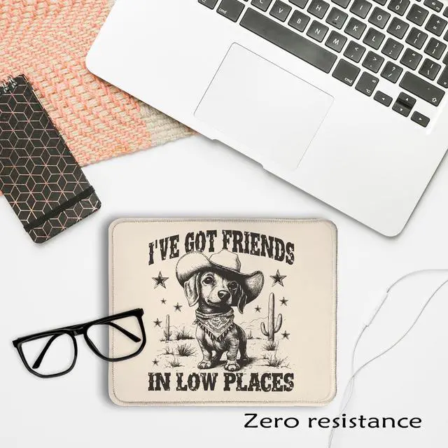 Alt view image 6 of 6 - Funny Dachshund Dog Mouse Pad 9.5x7.9 Inch, Dachshund Lover Gifts,Vintage Western Cowboy Weiner Dog Mouse Pads for Wireless Mouse Computers Laptop Desk Accessories