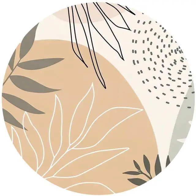 Main image of Mouse Pad, Non-Slip Rubber Base Mousepad with Stitched Edge, Gaming Round Mouse Pads, Waterproof Office Mouse Pad, Small Size 7.87 x 7.87 Inch (Abstract Leaves Art)
