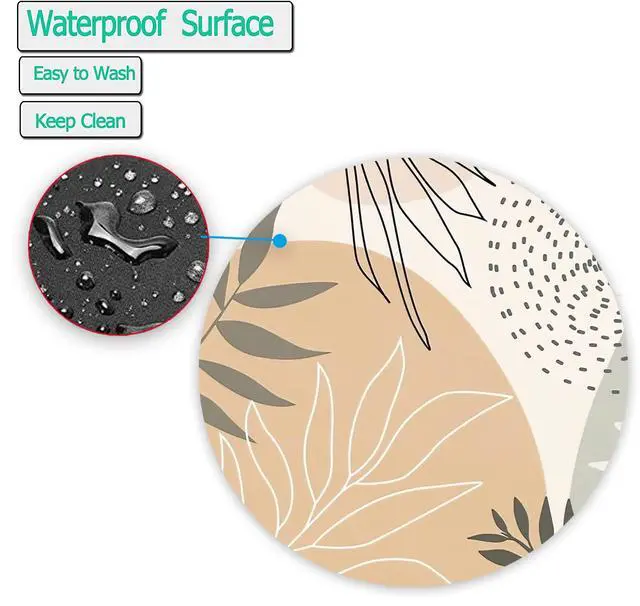 Alt view image 3 of 7 - Mouse Pad, Non-Slip Rubber Base Mousepad with Stitched Edge, Gaming Round Mouse Pads, Waterproof Office Mouse Pad, Small Size 7.87 x 7.87 Inch (Abstract Leaves Art)