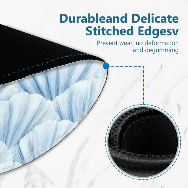 Alt view image 4 of 7 - Blue Coastal Beach Seashell Mouse Pad, Nautical Ocean Sea Shell Round Mousepad Mouse Mat with Anti-Slip Rubber Base for Computer Laptop Home Office Desk, 7.9x7.9 in