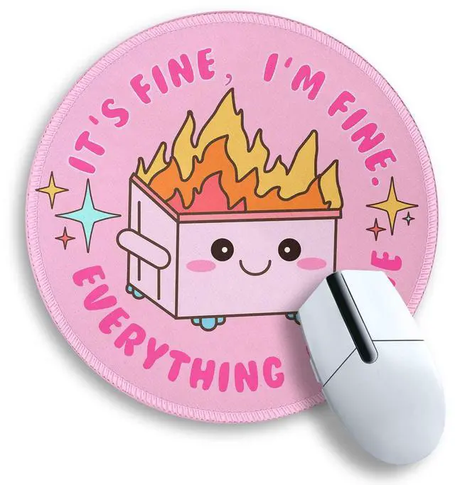 Main image of Pink Round Mouse Pads for Desk, Cute Office Decor for Women 8.6 in