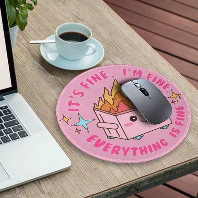 Alt view image 3 of 7 - Pink Round Mouse Pads for Desk, Cute Office Decor for Women 8.6 in