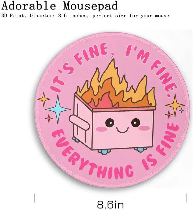 Alt view image 4 of 7 - Pink Round Mouse Pads for Desk, Cute Office Decor for Women 8.6 in