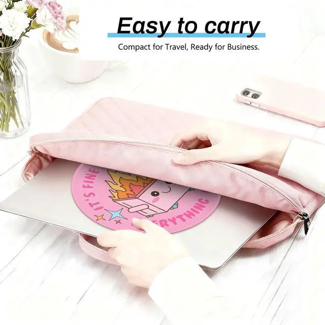 Alt view image 5 of 7 - Pink Round Mouse Pads for Desk, Cute Office Decor for Women 8.6 in