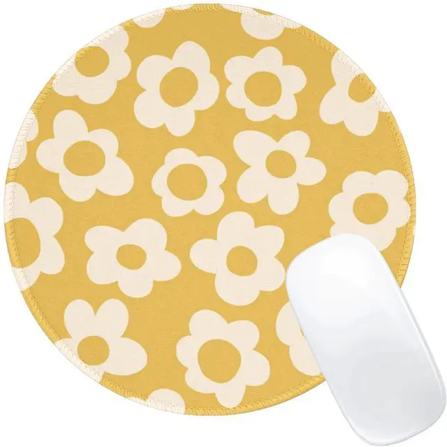 Main image of Retro Yellow Flowers Mouse Pad Cute Travel Mousepad for Laptop Wireless Mouse Aesthetic Office Accessories Computer Mouse Pads for Desk Mini Mouse Pad, Yellow Floral