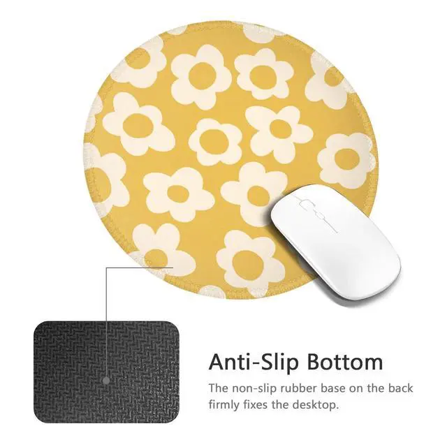 Alt view image 5 of 6 - Retro Yellow Flowers Mouse Pad Cute Travel Mousepad for Laptop Wireless Mouse Aesthetic Office Accessories Computer Mouse Pads for Desk Mini Mouse Pad, Yellow Floral