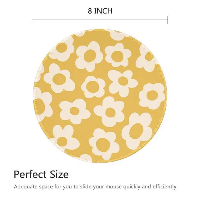 Alt view image 4 of 6 - Retro Yellow Flowers Mouse Pad Cute Travel Mousepad for Laptop Wireless Mouse Aesthetic Office Accessories Computer Mouse Pads for Desk Mini Mouse Pad, Yellow Floral