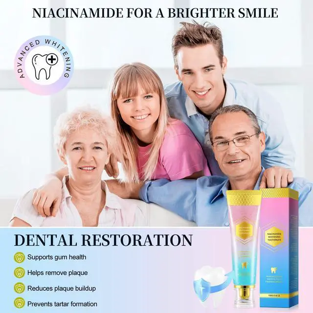 Alt view image 3 of 7 - Niacinamide Whitening Toothpaste, Intensive Whitens Teeth, Protects Tooth Enamel Natural Gentle Care, Freshens Breath, Fluoride-Free Formula is Suitable for Sensitive Teeth - 3.8 oz | 1 Pcs