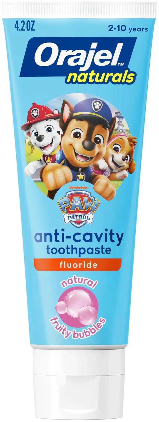 Main image of Kids Paw Patrol Anti-Cavity Fluoride Toothpaste, Natural Fruity Bubble Flavor, 4.2oz Tube