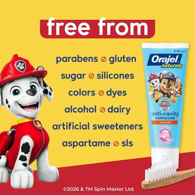 Alt view image 5 of 7 - Kids Paw Patrol Anti-Cavity Fluoride Toothpaste, Natural Fruity Bubble Flavor, 4.2oz Tube