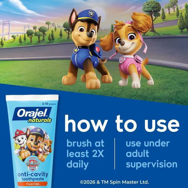 Alt view image 7 of 7 - Kids Paw Patrol Anti-Cavity Fluoride Toothpaste, Natural Fruity Bubble Flavor, 4.2oz Tube