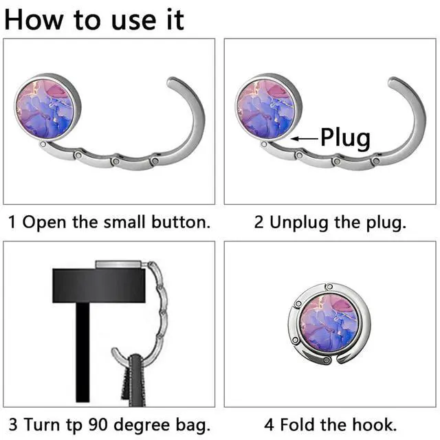 Alt view image 3 of 7 - Purse Hook for Table, Folding Handbag Hanger, Portable Bag Holder, Bag Hooks for Desk(B-3P Modern Marble)